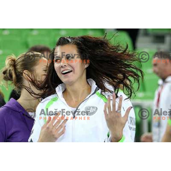 Szandra Zacsik of Krim Mercator after handball match Krim Mercator- Zvezda Zvenigorod in round 2 of EHF Champions league, played in SRC Stozice, Ljubljana, Slovenia on October 16,2010 