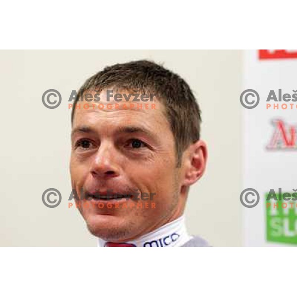 Jernej Koblar during press conference of Slovenia Ski team before first races in World Cup season 2010-2011 in Ljubljana, Slovenia on October 18,2010 