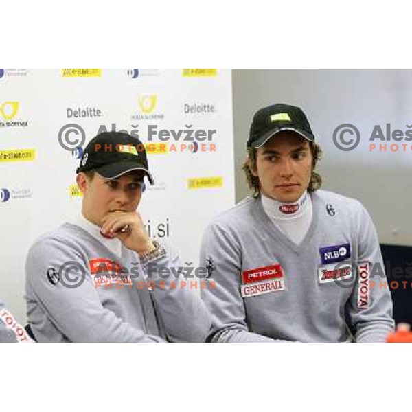 Janez Jazbec, Miha Kuerner during press conference of Slovenia Ski team before first races in World Cup season 2010-2011 in Ljubljana, Slovenia on October 18,2010 
