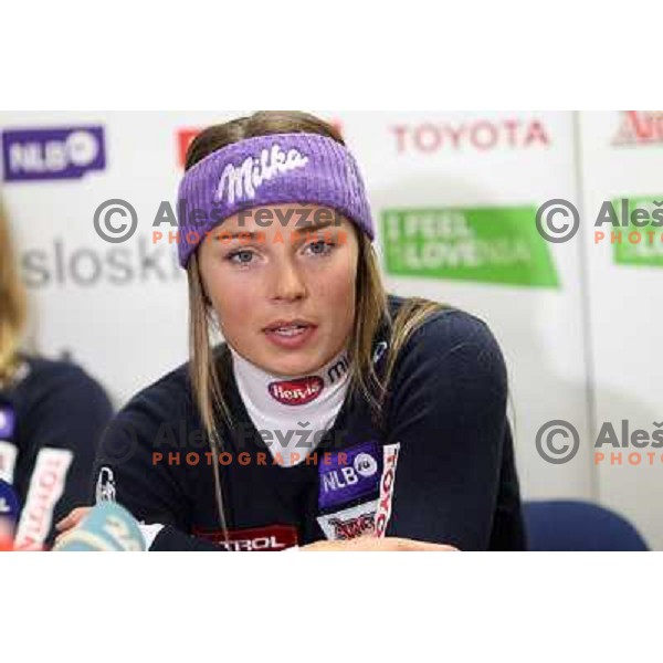 Tina Maze during press conference of Slovenia Ski team before first races in World Cup season 2010-2011 in Ljubljana, Slovenia on October 18,2010 