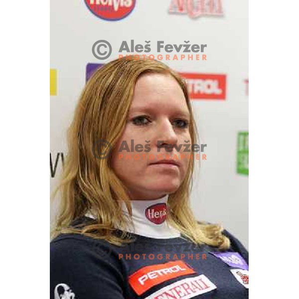 Marusa Ferk during press conference of Slovenia Ski team before first races in World Cup season 2010-2011 in Ljubljana, Slovenia on October 18,2010 