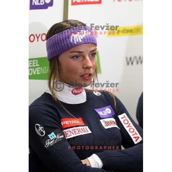 Tina Maze during press conference of Slovenia Ski team before first races in World Cup season 2010-2011 in Ljubljana, Slovenia on October 18,2010 