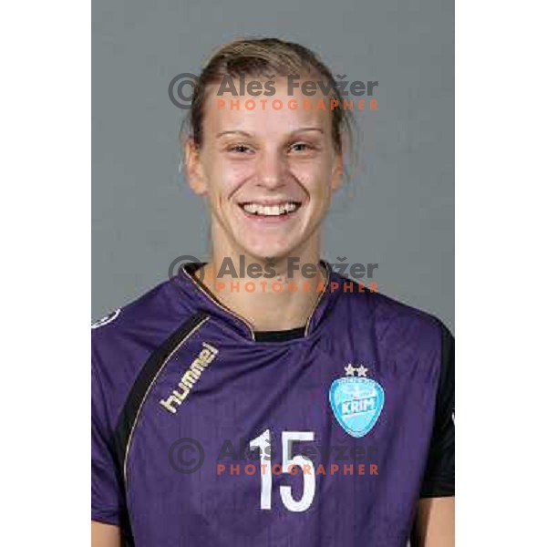 Barbara Varlec, member of Team RK Krim Mercator for 2010-2011 handball season at official photoshot in SRC Stozice, Ljubljana, Slovenia on October 14,2010 