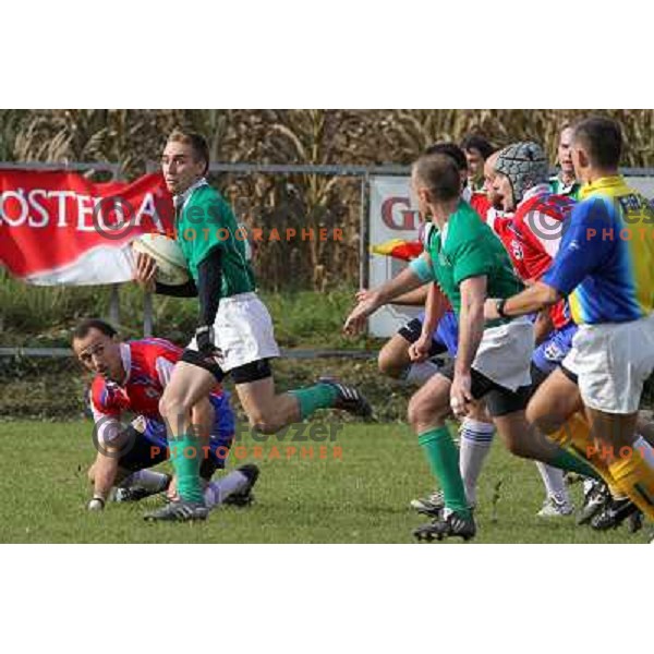 Ziga Burnik scores a try during rugby match Slovenia-Serbia in European Championships division 2B, played at Oval Stanezice, Ljubljana on October 23, 2010. Slovenia won 33:3 