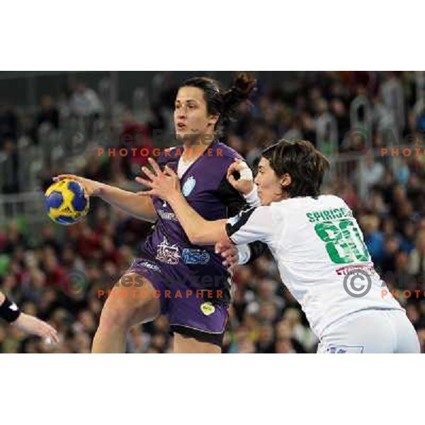 Andrea Lekic in action during handball match Krim Mercator- Gyori Audi Eto KC in round 3 of Championsleague, played at Arena Stozice, Ljubljana, Slovenia on October 23, 2010 