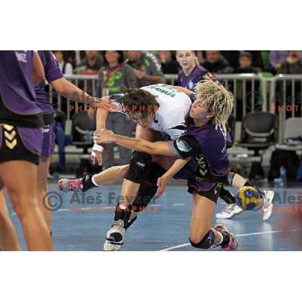 Spiridon, Marina Vergelyuk in action during handball match Krim Mercator- Gyori Audi Eto KC in round 3 of Championsleague, played at Arena Stozice, Ljubljana, Slovenia on October 23, 2010 