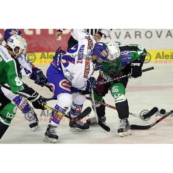 Martinz and Matej Hocevar in action during ice-hockey match Tilia Olimpija-VSV in Ebel league, played in Hala Tivoli, Ljubljana, Slovenia on October 26, 2010 