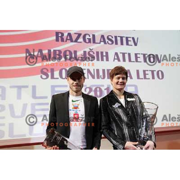 Bostjan Buc and Martina Ratej with Athlete of the year in Slovenia awards, during AZS award ceremony in hotel Mons, Ljubljana on November 12, 2010 