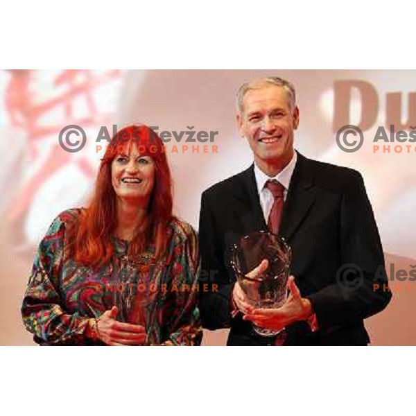 Stanka Prezelj and Dusan Prezelj with Senior Athlete of the year in Slovenia award, during AZS award ceremony in hotel Mons, Ljubljana on November 12, 2010 