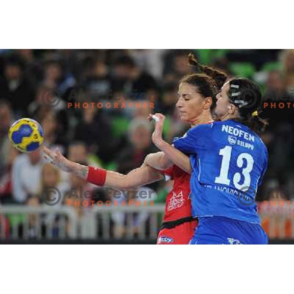 Andrea Penezic and Vesna Milanovic Litre at the handball match Krim Mercator- HC Podravka Vegeta in round 5 of EHF Championsleague, played at Arena Stozice, Ljubljana, Slovenia on November 13, 2010 