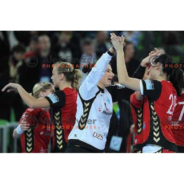 Jelena Grubisic, Alja Koren at the handball match Krim Mercator- HC Podravka Vegeta in round 5 of EHF Championsleague, played at Arena Stozice, Ljubljana, Slovenia on November 13, 2010 