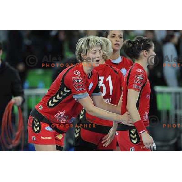 Marina Vergelyuk, Alja Jankovic at the handball match Krim Mercator- HC Podravka Vegeta in round 5 of EHF Championsleague, played at Arena Stozice, Ljubljana, Slovenia on November 13, 2010 