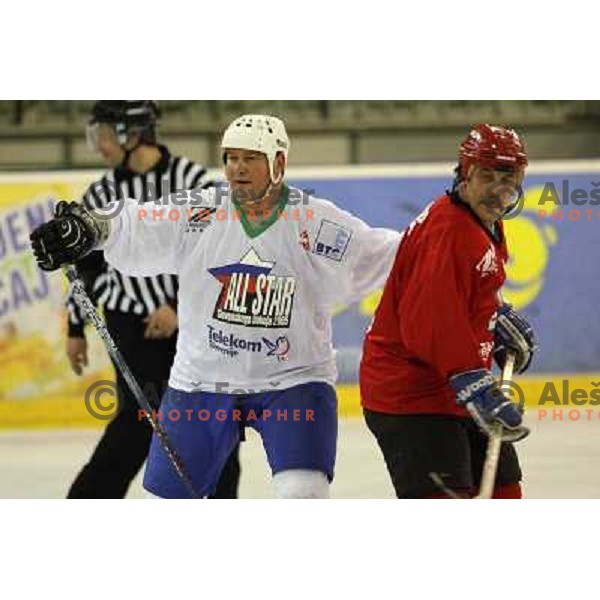 Andrej Vidmar, Edo Hafner during Senior all star ice-hockey match Olimpija- Jesenice, played in Hala Tivoli, Ljubljana, Slovenia on December, 12, 2005 