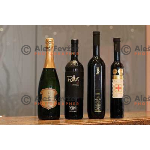 Winning bottles during press conference before 13th slovenian wine festival and 3nd culinary festival in hotel Slon, Ljubljana, Slovenia on November 16,2010 