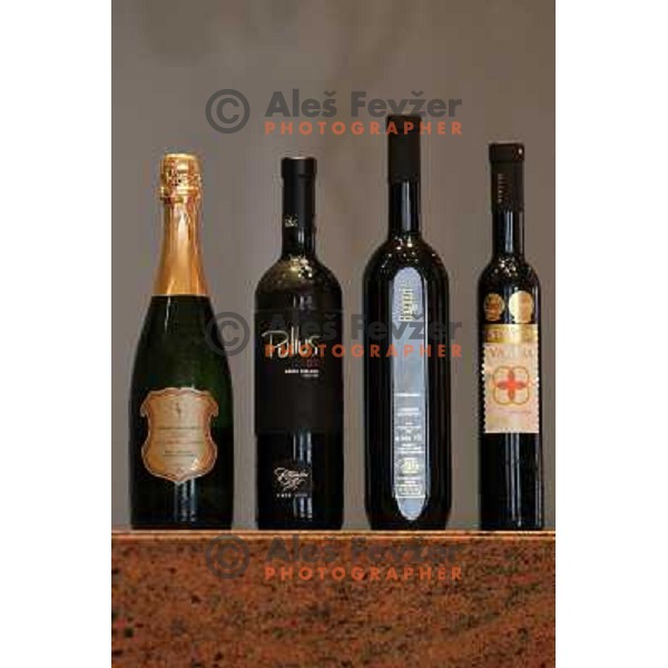 Winning bottles during press conference before 13th slovenian wine festival and 3nd culinary festival in hotel Slon, Ljubljana, Slovenia on November 16,2010 