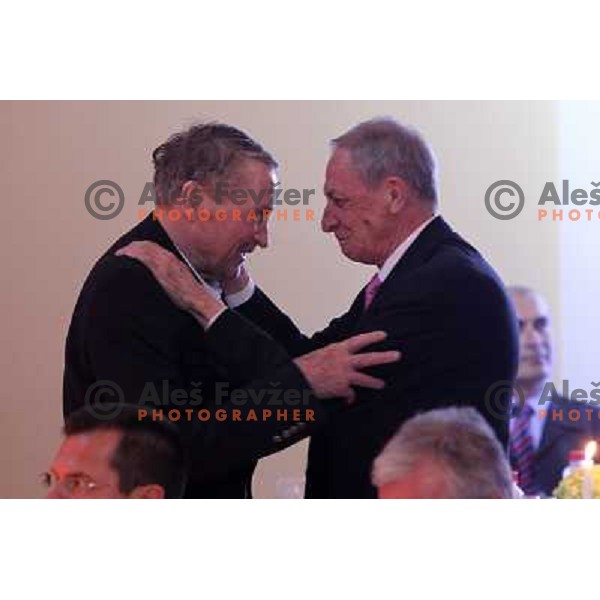 Boris Kristancic, Aldo Vitale during Gala event celebrating 60 years of Slovenian basketball Association, held in Grand hotel Union, Ljubljana on June 5, 2010 