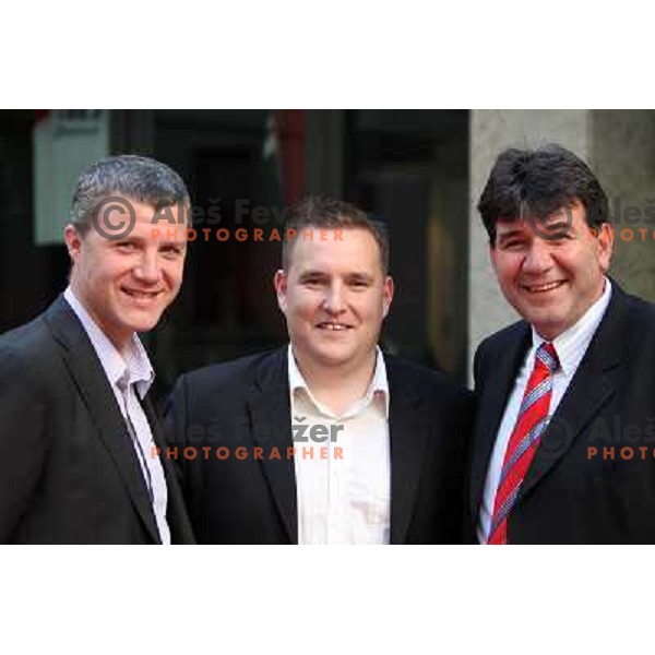 Walter Jeklin, Matej Avanzo, Memi Becirovic before Gala event celebrating 60 years of Slovenian basketball Association, held in Grand hotel Union, Ljubljana on June 5, 2010 