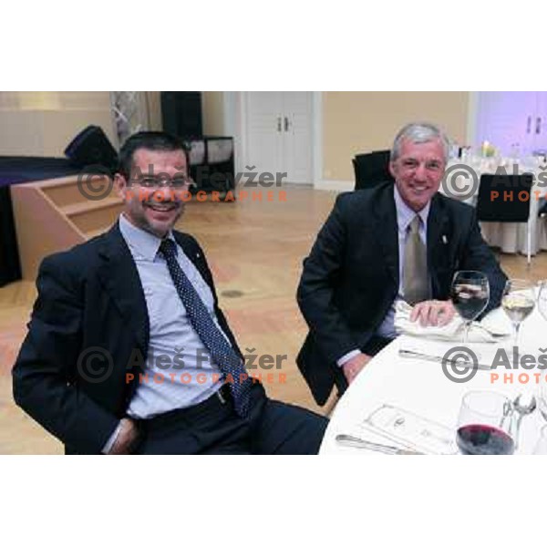 Igor Mervic and Iztok Rems during Gala event celebrating 60 years of Slovenian basketball Association, held in Grand hotel Union, Ljubljana on June 5, 2010 