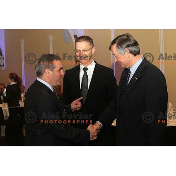 Dr. danilo Turk, Igor Luksic and Roman Volcic (right to left) during Gala event celebrating 60 years of Slovenian basketball Association, held in Grand hotel Union, Ljubljana on June 5, 2010 