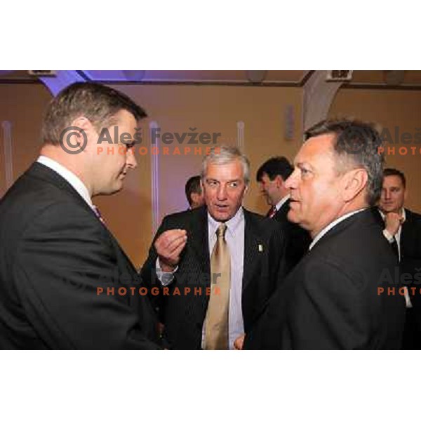 Olafur Rafnsson, Iztok Rems, Zoran Jankovic during Gala event celebrating 60 years of Slovenian basketball Association, held in Grand hotel Union, Ljubljana on June 5, 2010 