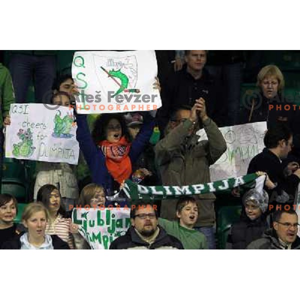Fans of Tilia Olimpija in action during ice-hockey match Tilia Olimpija- Graz 99ers in round 21 of EBEL league, played in Ljubljana, Slovenia on November 21, 2010 