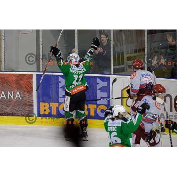 Tomi Mustonen at the ice hockey game Olimpija - Jesenice , played in the Erstebank Ice Hockey league , Tivoli , Ljubljana , 10.12.2010 