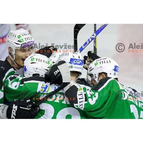 Matej Hocevar, Anze Ropret at the ice hockey game Olimpija - Jesenice , played in the Erstebank Ice Hockey league , Tivoli , Ljubljana , 10.12.2010 