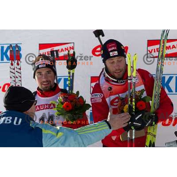Benjamin Weger (SUI), Daniel Mesotitsch (AUT) during E.On IBU World Cup Biathlon, Men 20km individual at Pokljuka, Slovenia on December 16, 2010 