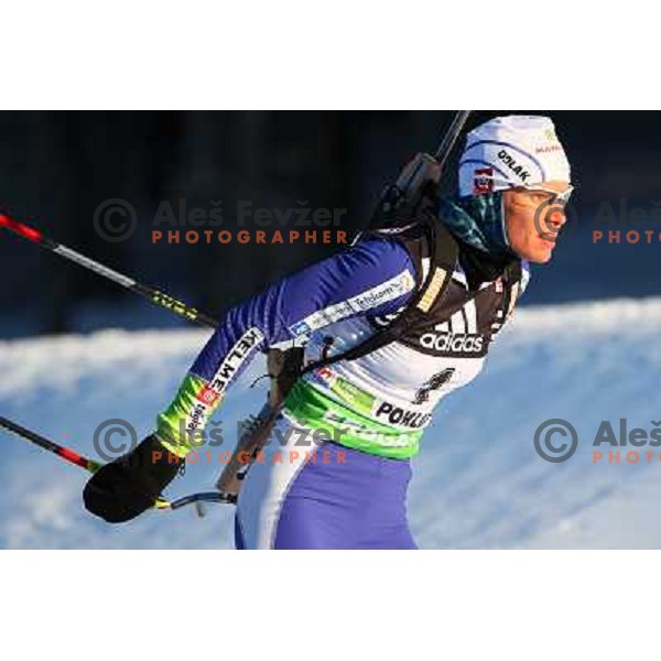Teja Gregorin (SLO) during E.On IBU World Cup Biathlon, Women 15km individual at Pokljuka, Slovenia on December 16, 2010 