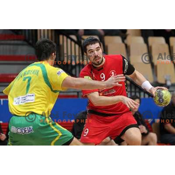 Alen Markovic of RD Slovan in action during handball match RD Slovan-RD Loka in round 15 of 1.SLR, played at Kodeljevo Hall, Ljubljana, Slovenia on December 18, 2010 