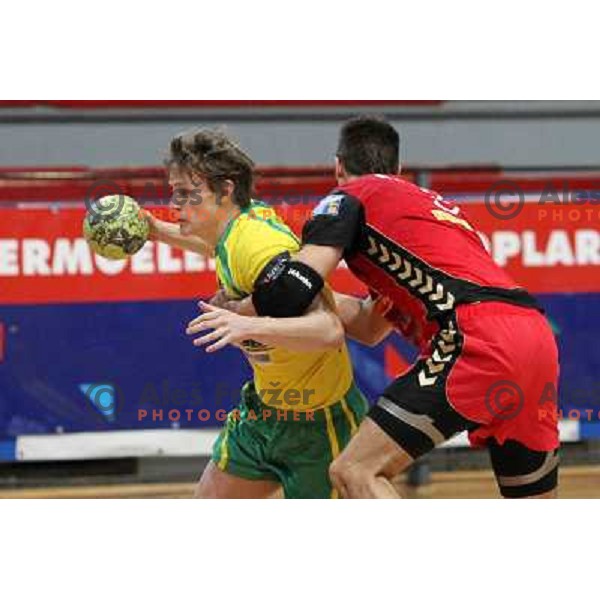 Jure Dolenec of RD Loka in action during handball match RD Slovan-RD Loka in round 15 of 1.SLR, played at Kodeljevo Hall, Ljubljana, Slovenia on December 18, 2010 