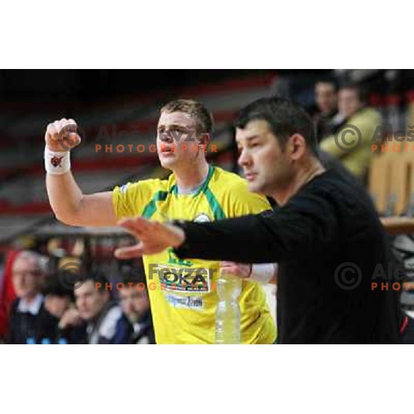 Matej Gaber of RD Loka in action during handball match RD Slovan-RD Loka in round 15 of 1.SLR, played at Kodeljevo Hall, Ljubljana, Slovenia on December 18, 2010 