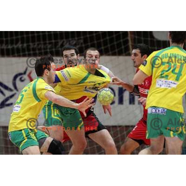 Saso Mikanovic of RD Loka in action during handball match RD Slovan-RD Loka in round 15 of 1.SLR, played at Kodeljevo Hall, Ljubljana, Slovenia on December 18, 2010 