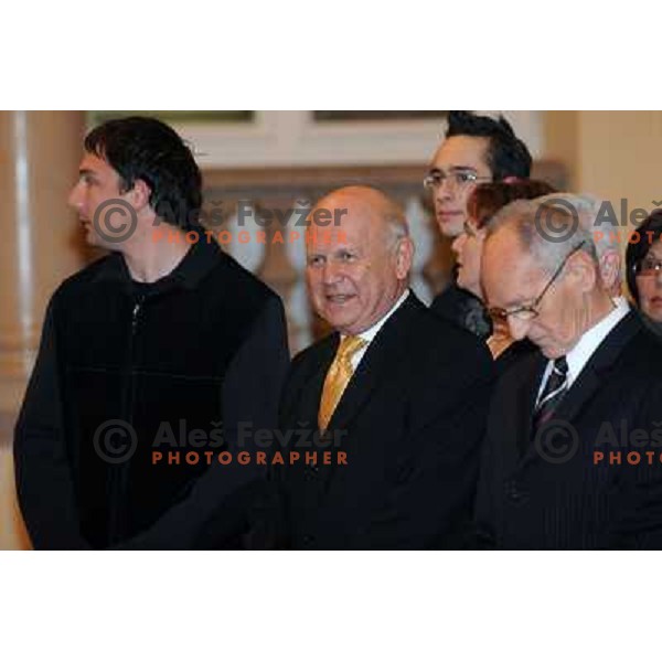 Primoz Kozmus, Janez Kocjancic, Miro Cerar at the presentation for outstanding sporting achivements in 2010, Ljubljana, Slovenia 