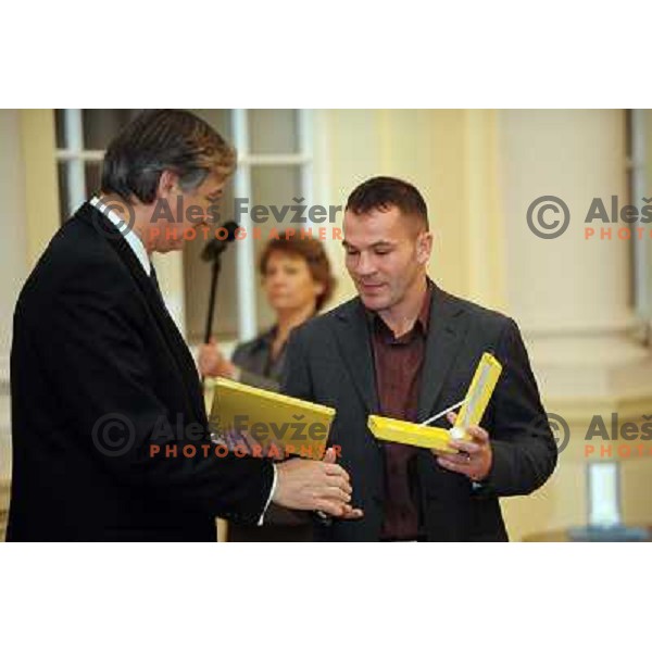 Danilo Turk, Dejan Zavec at the presentation for outstanding sporting achivements in 2010, Ljubljana, Slovenia 
