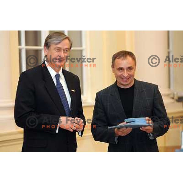 Danilo Turk, Silvo Karo at the presentation for outstanding sporting achivements in 2010, Ljubljana, Slovenia 