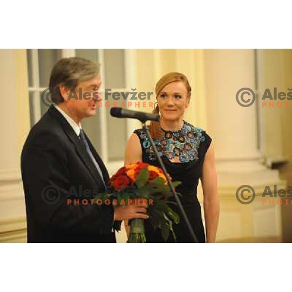 Danilo Turk, Petra Majdic at the presentation for outstanding sporting achivements in 2010, Ljubljana, Slovenia 