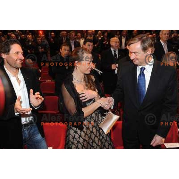 Andrea Massi, Tina Maze, Danilo Turk at the Slovenian sportsman of the year 2010, Ljubljana, Slovenia 