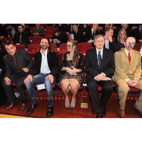 Dejan Zavec, Andrea Massi, Tina Maze, Danilo Turk, Joze Zidar at the Slovenian sportsman of the year 2010, Ljubljana, Slovenia 