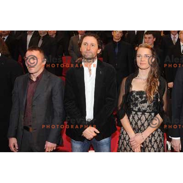 Dejan Zavec, Andrea Massi, Tina Maze at the Slovenian sportsman of the year 2010, Ljubljana, Slovenia 