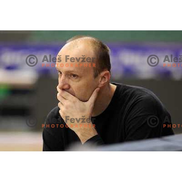 Jure Zdovc, coach of Union Olimpija at preparation for basketball match Power Electronics Valencia- Union Olimpija in round 10 of Turkish Airlines Euroleague, played in Valencia on December 22,2010 