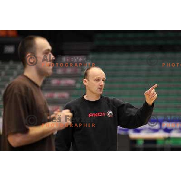 Jure Zdovc, coach of Union Olimpija at preparation for basketball match Power Electronics Valencia- Union Olimpija in round 10 of Turkish Airlines Euroleague, played in Valencia on December 22,2010 