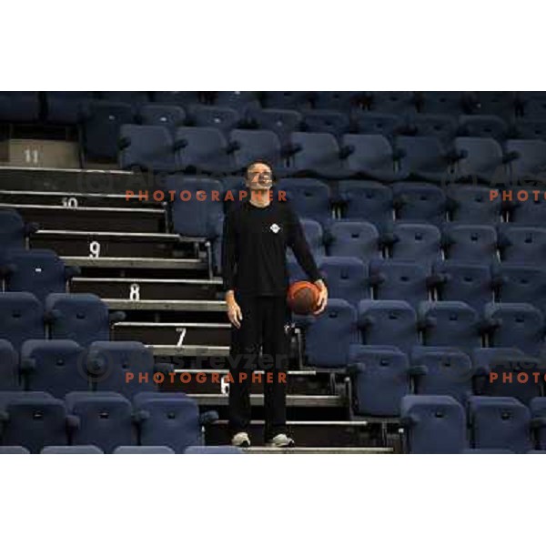 Jure Zdovc, coach of Union Olimpija at preparation for basketball match Power Electronics Valencia- Union Olimpija in round 10 of Turkish Airlines Euroleague, played in Valencia on December 22,2010 