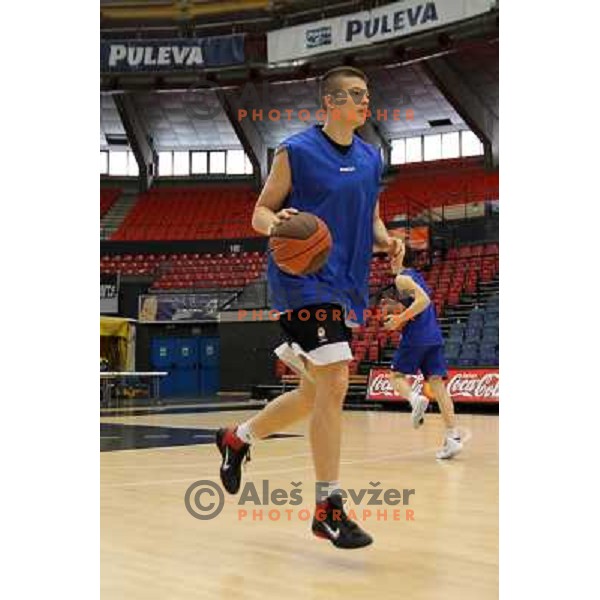 Dino Muric of Union Olimpija at preparation for basketball match Power Electronics Valencia- Union Olimpija in round 10 of Turkish Airlines Euroleague, played in Valencia on December 22,2010 