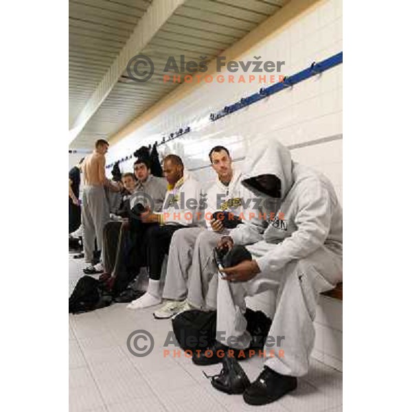Players of Union Olimpija at preparation for basketball match Power Electronics Valencia- Union Olimpija in round 10 of Turkish Airlines Euroleague, played in Valencia on December 22,2010 