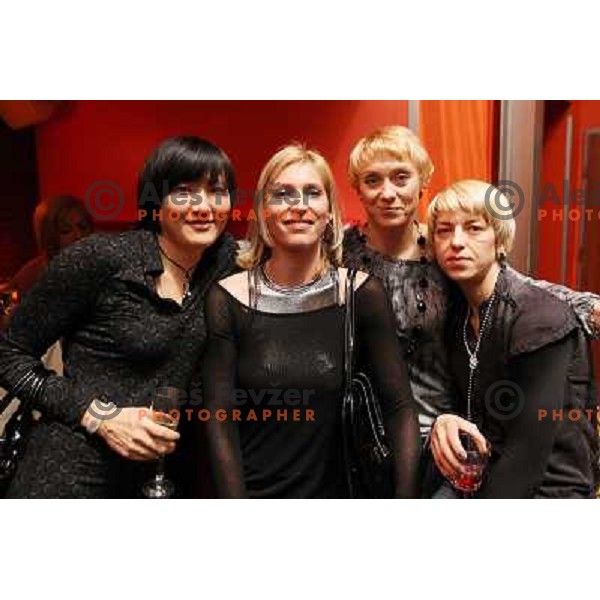 Liudmila Bodnieva, Deja Doler Ivanovic, Olga Ceckova, Marina Vergelyuk of handball club Krim Mercator during New Year\'s party in Bachus Center, Ljubljana, Slovenia on December 30,2010 