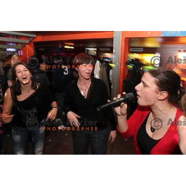 Andrea Lekic, Jelena Grubisic, Sergeja Stefanisin- Players of handball club Krim Mercator during New Year\'s party in Bachus Center, Ljubljana, Slovenia on December 30,2010 