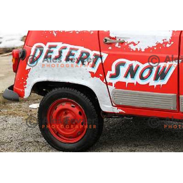 Desert Snow edition of Renault 4 TL converted into rally car for 2011 Great African run from Budapest ( Hungary) to Bamako (Mali). Driver Matjaz Macek and co-driver Miha Ceh from Slovenia will start for 15 days and 9000 km stage rally from Budapest on Jan