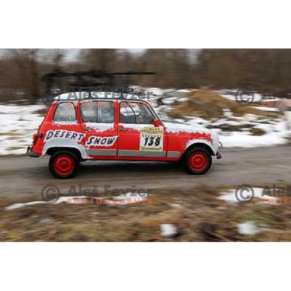 Desert Snow edition of Renault 4 TL converted into rally car for 2011 Great African run from Budapest ( Hungary) to Bamako (Mali). Driver Matjaz Macek and co-driver Miha Ceh from Slovenia will start for 15 days and 9000 km stage rally from Budapest on Jan