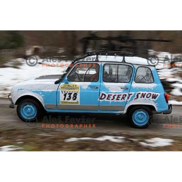 Desert Snow edition of Renault 4 TL converted into rally car for 2011 Great African run from Budapest ( Hungary) to Bamako (Mali). Driver Matjaz Macek and co-driver Miha Ceh from Slovenia will start for 15 days and 9000 km stage rally from Budapest on Jan